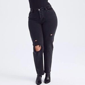 NEW Abercrombie The Dad Curve Love High Rise Jeans Black Plus Size 24 37 NWT